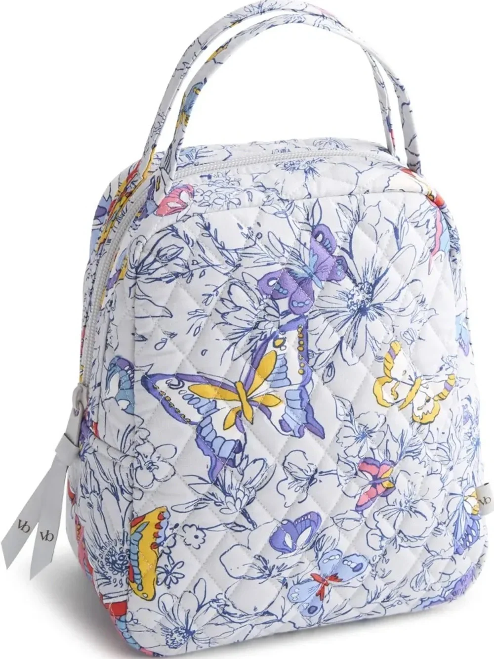 Vera Bradley Quilted Lunch Bunch  Bag in White with Purple & Yellow Butterflies